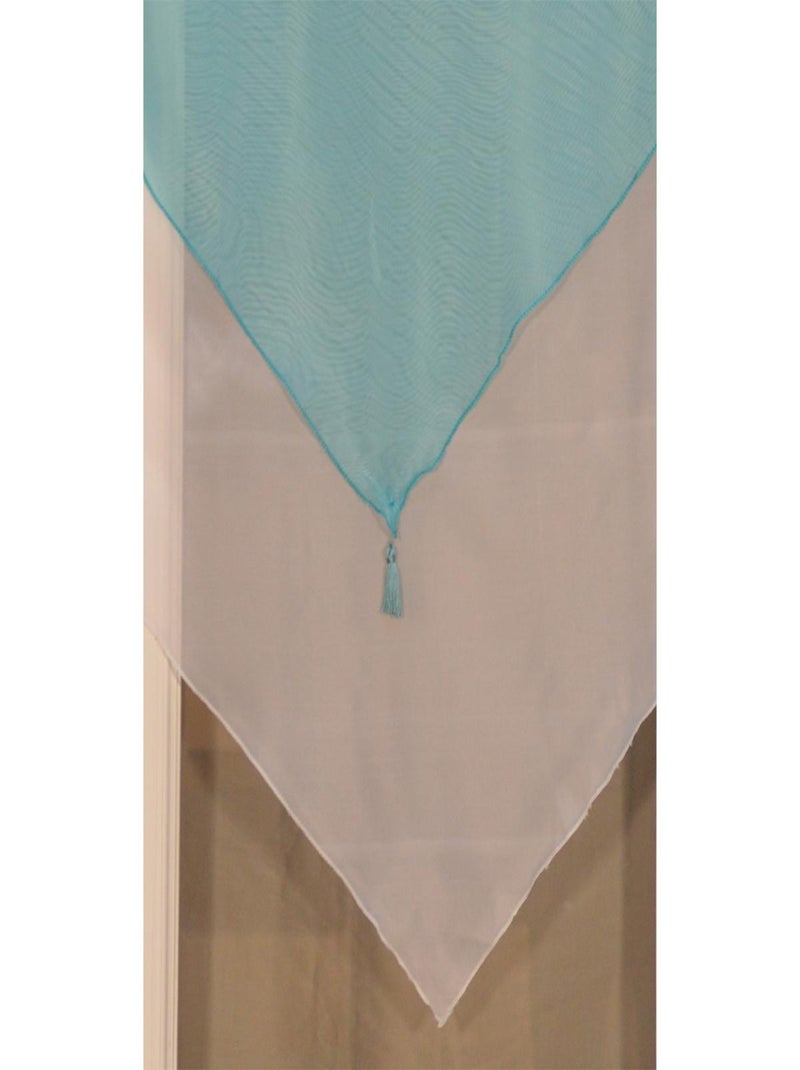 Par de pequenas cortinas bicolores com pompons Azul - Kiabi