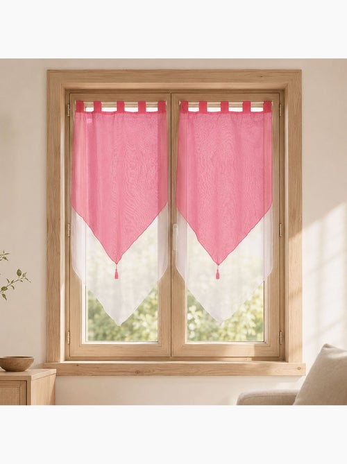 Par de pequenas cortinas bicolores com pompons - Kiabi