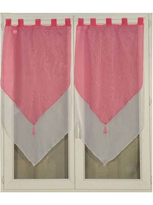 Par de pequenas cortinas bicolores com pompons - Kiabi