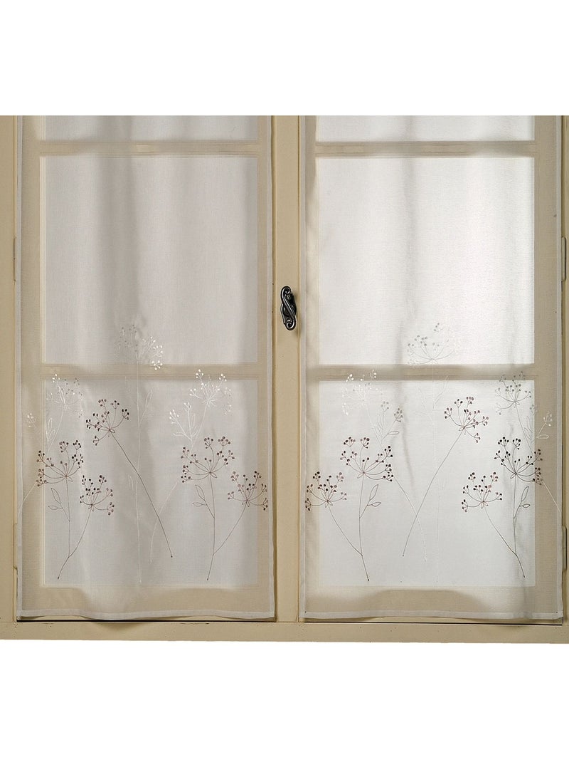 Par de pequenas cortinas bordadas com motivos vegetais Marfim - Kiabi