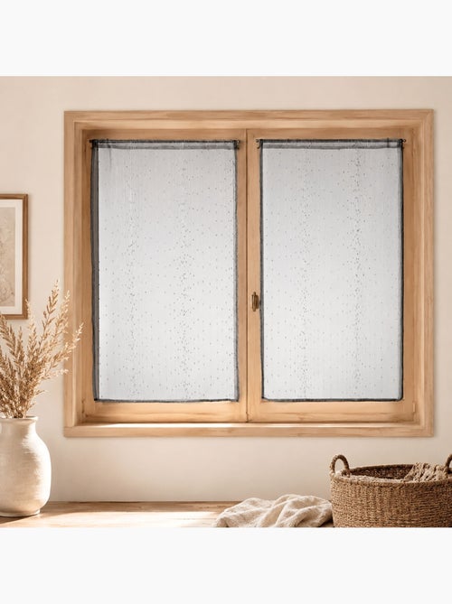 Par de pequenas cortinas de organza às riscas - Kiabi