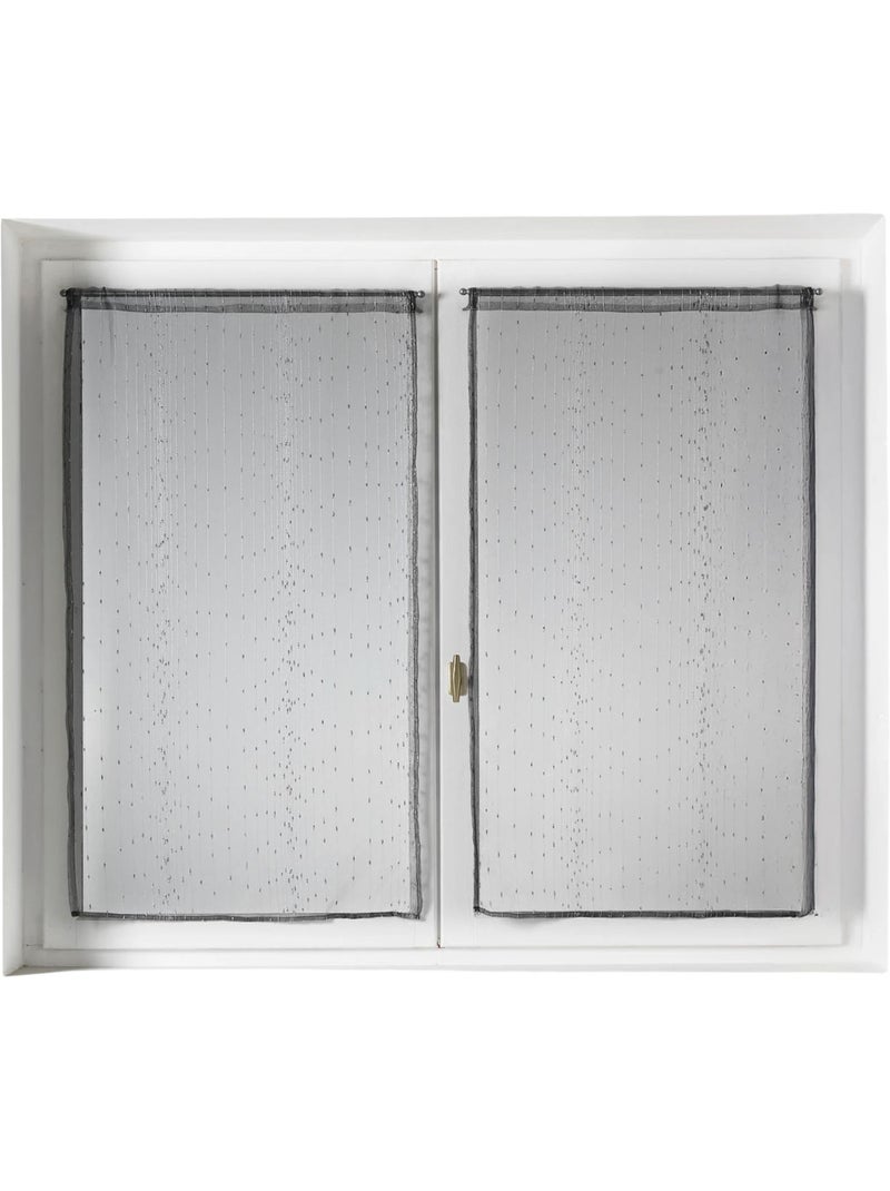 Par de pequenas cortinas de organza às riscas Cinza claro - Kiabi