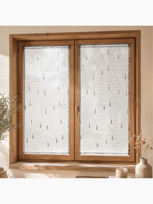Par de pequenas cortinas de organza jacquard com motivos de gotas - Kiabi