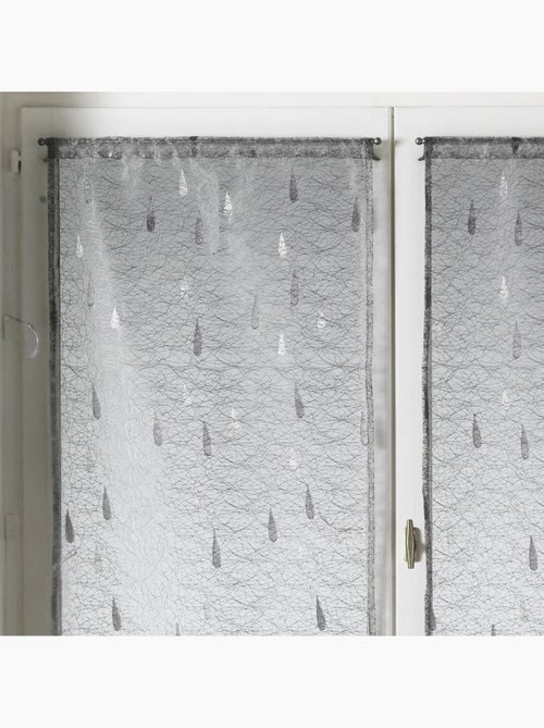 Par de pequenas cortinas de organza jacquard com motivos de gotas - Kiabi