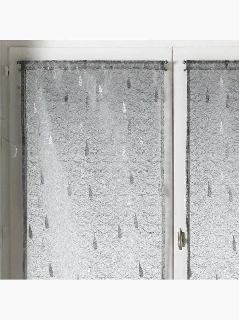 Par de pequenas cortinas de organza jacquard com motivos de gotas Cinza claro - Kiabi