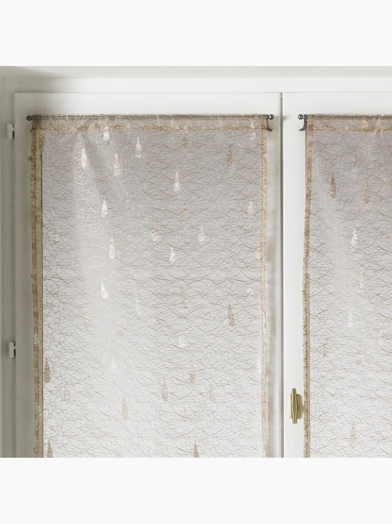 Par de pequenas cortinas de organza jacquard com motivos de gotas Marfim - Kiabi