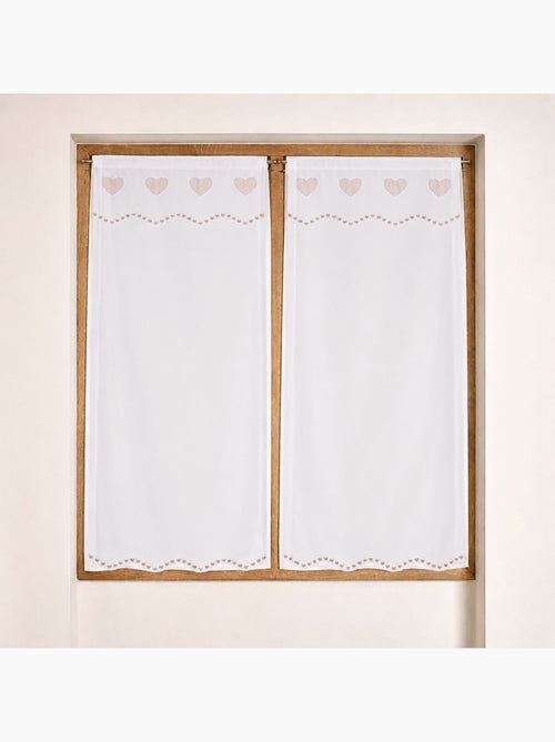 Par de pequenas cortinas de véu bordadas com corações - Kiabi