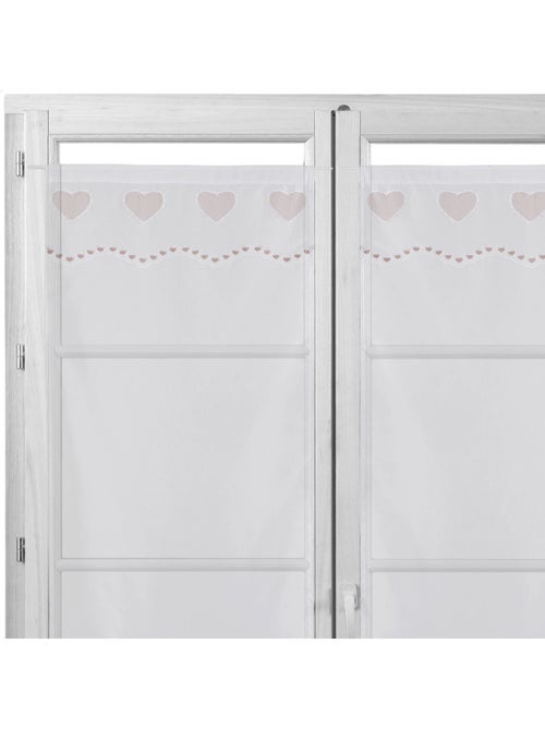 Par de pequenas cortinas de véu bordadas com corações - Kiabi