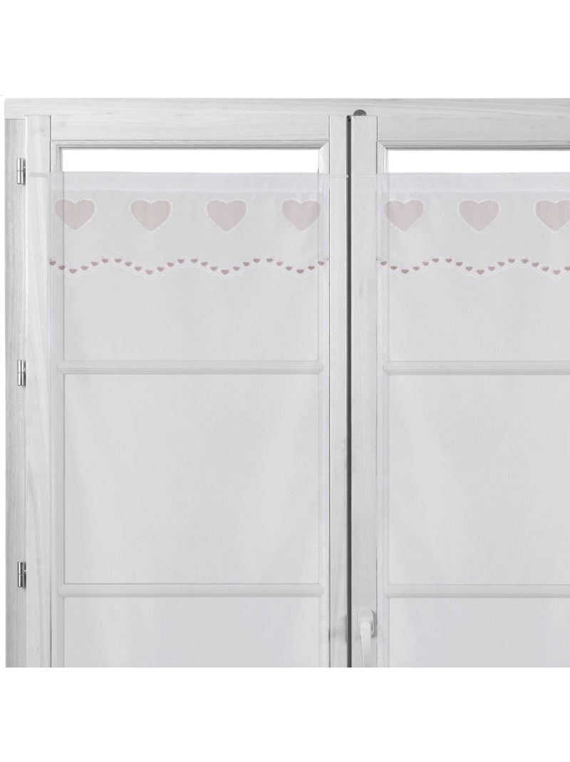 Par de pequenas cortinas de véu bordadas com corações Bege - Kiabi