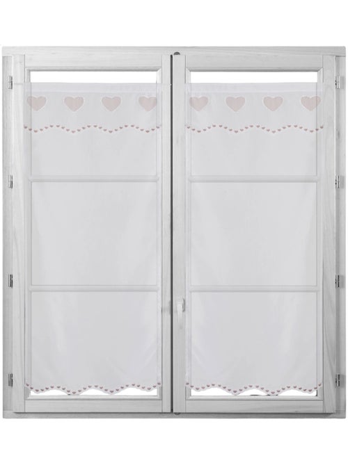 Par de pequenas cortinas de véu bordadas com corações - Kiabi