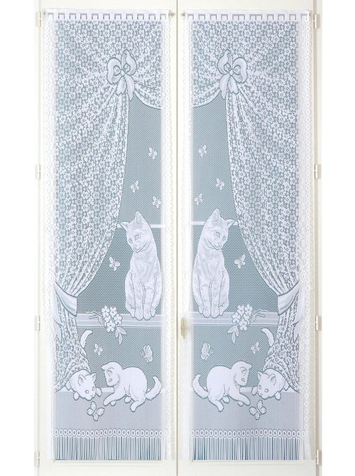 Par de pequenas cortinas em renda com chatons e franjas - Kiabi