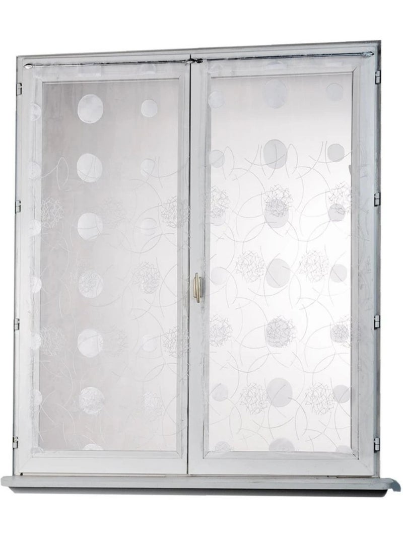 Par de pequenas cortinas retas em organza bordada Branco - Kiabi