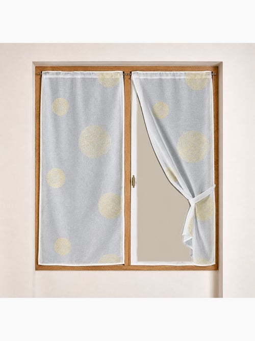 Par de pequenas cortinas transparentes bordadas com grandes círculos em fios de lurex - Kiabi Par de pequenas cortinas transparentes bordadas com grandes círculos em fios de lurex - Kiabi