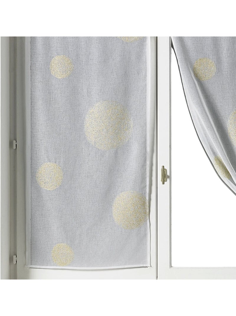 Par de pequenas cortinas transparentes bordadas com grandes círculos em fios de lurex Dourado/Ouro - Kiabi