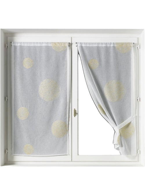 Par de pequenas cortinas transparentes bordadas com grandes círculos em fios de lurex - Kiabi Par de pequenas cortinas transparentes bordadas com grandes círculos em fios de lurex - Kiabi