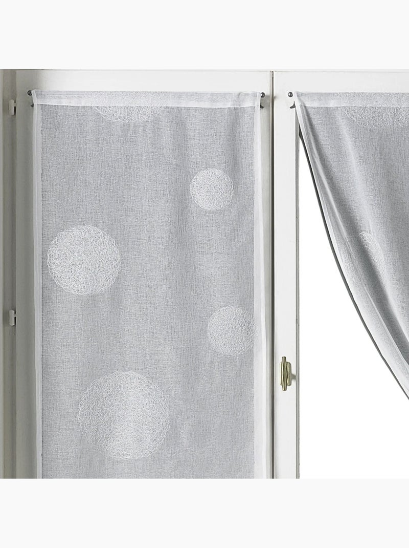 Par de pequenas cortinas transparentes bordadas com grandes círculos em fios de lurex Prata - Kiabi