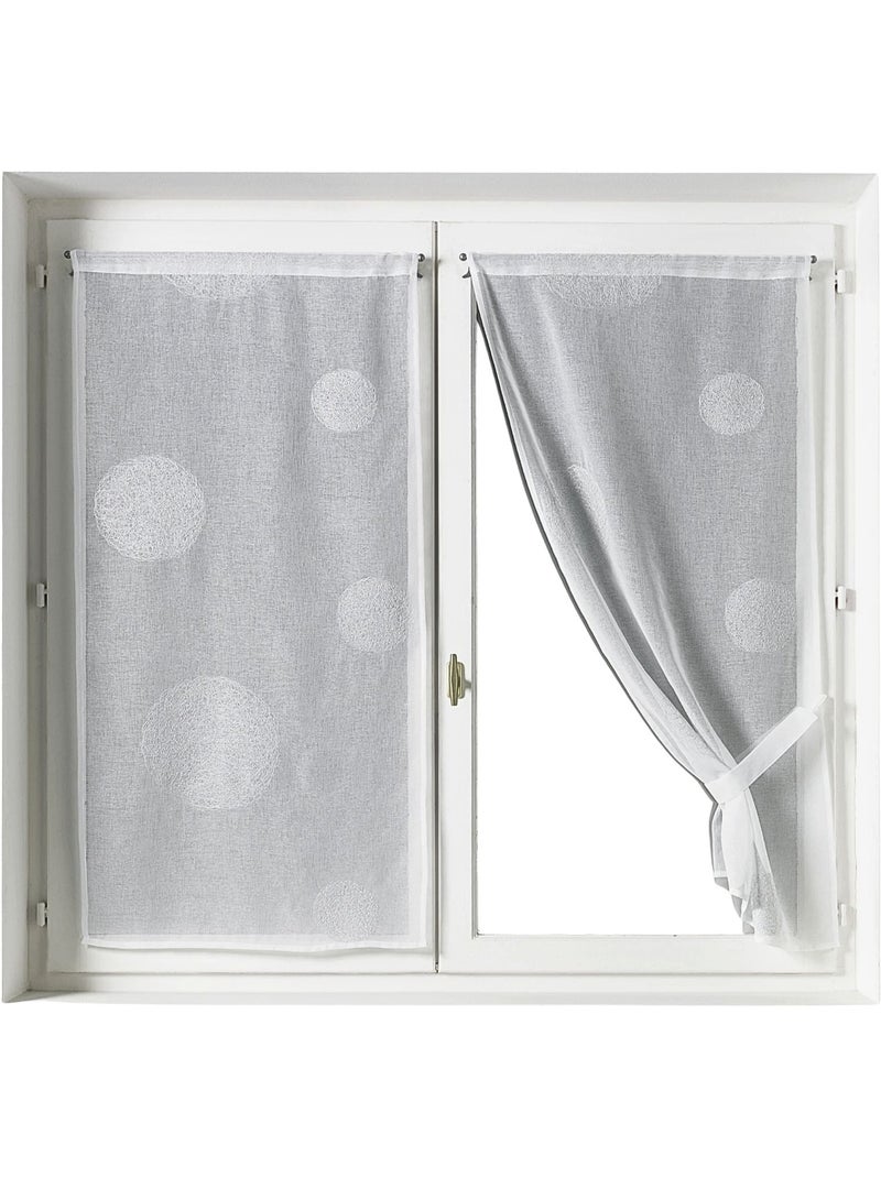 Par de pequenas cortinas transparentes bordadas com grandes círculos em fios de lurex Prata - Kiabi