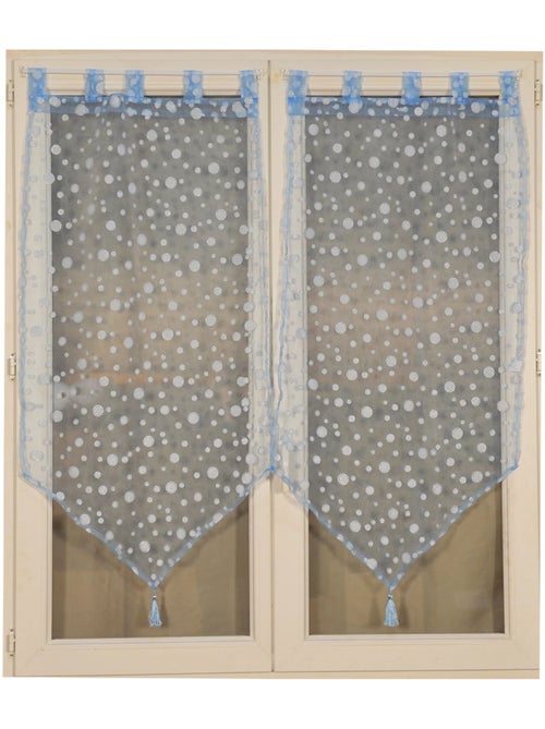 Par de pequenas cortinas transparentes com padrão de bolhas prateadas - Kiabi