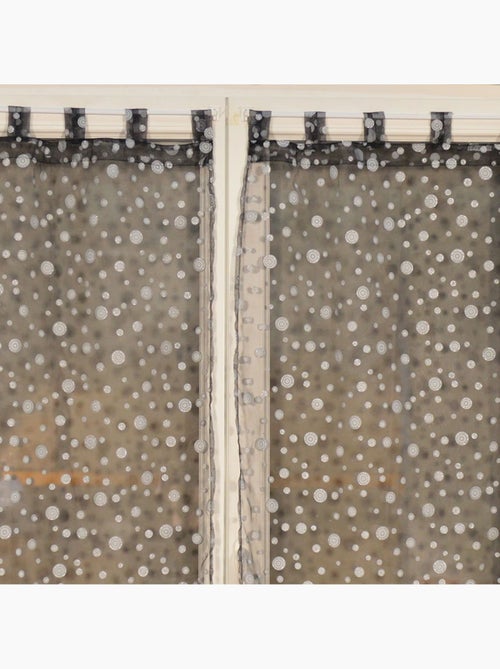 Par de pequenas cortinas transparentes com padrão de bolhas prateadas - Kiabi
