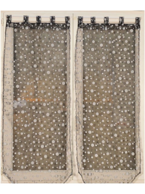 Par de pequenas cortinas transparentes com padrão de bolhas prateadas - Kiabi