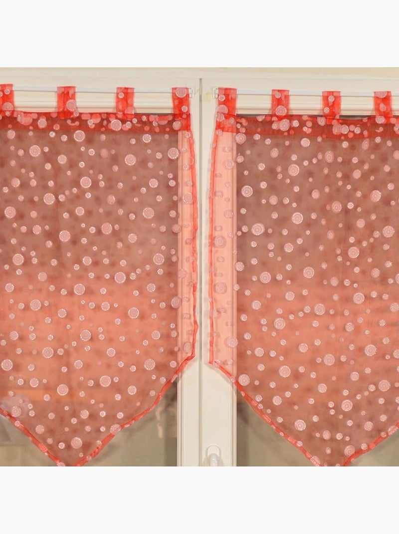 Par de pequenas cortinas transparentes com padrão de bolhas prateadas Vermelho - Kiabi