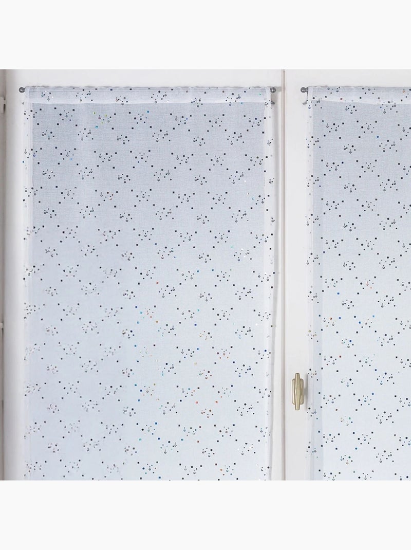 Par de pequenas cortinas transparentes com padrão de pontinhos Branco - Kiabi