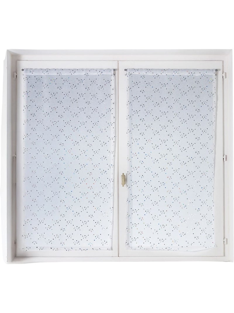Par de pequenas cortinas transparentes com padrão de pontinhos Branco - Kiabi