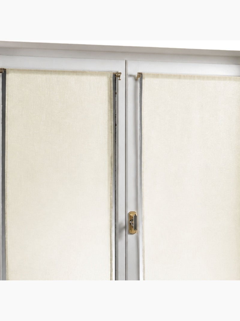 Par de pequenas cortinas transparentes lisas e leves Marfim - Kiabi