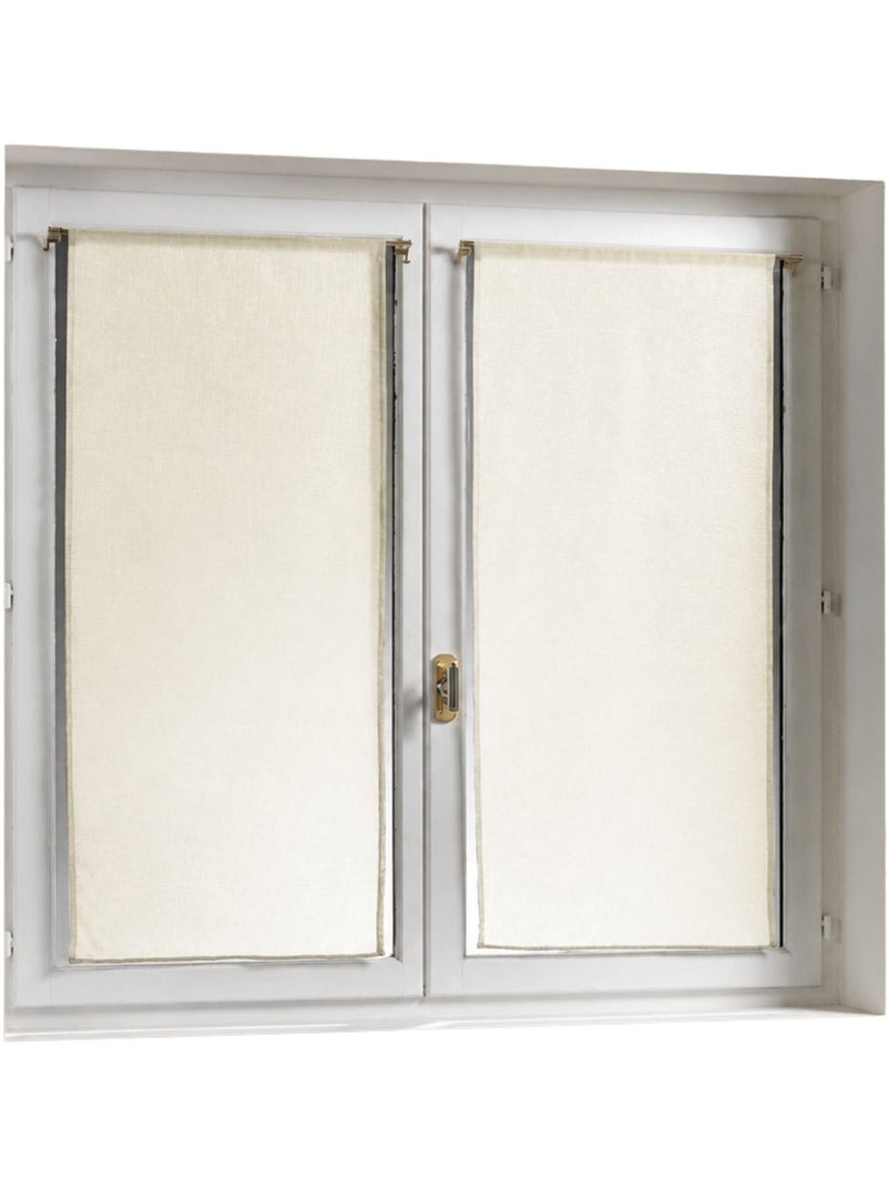 Par de pequenas cortinas transparentes lisas e leves Marfim - Kiabi