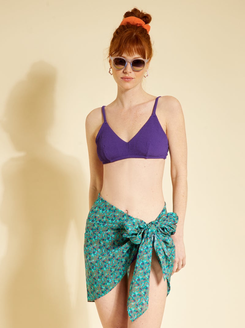 Pareo curto de atar com estampado florido VERDE - Kiabi