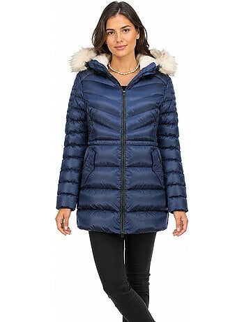 Parka ajustada com capuz e pelo sintético destineak – canadian peak