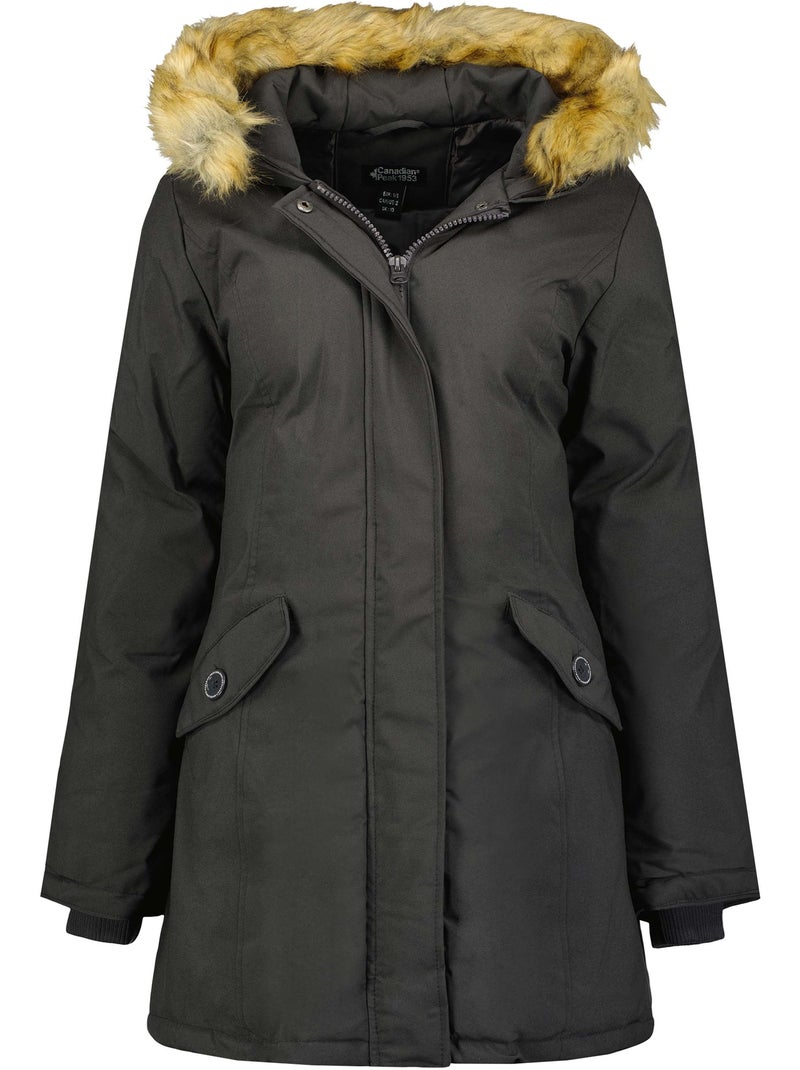 Parka ajustada com capuz e pelo sintético dinastipeak – canadian peak Cinza escuro - Kiabi