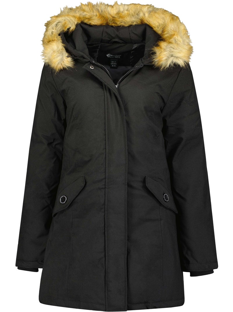 Parka ajustada com capuz e pelo sintético dinastipeak – canadian peak Preto - Kiabi