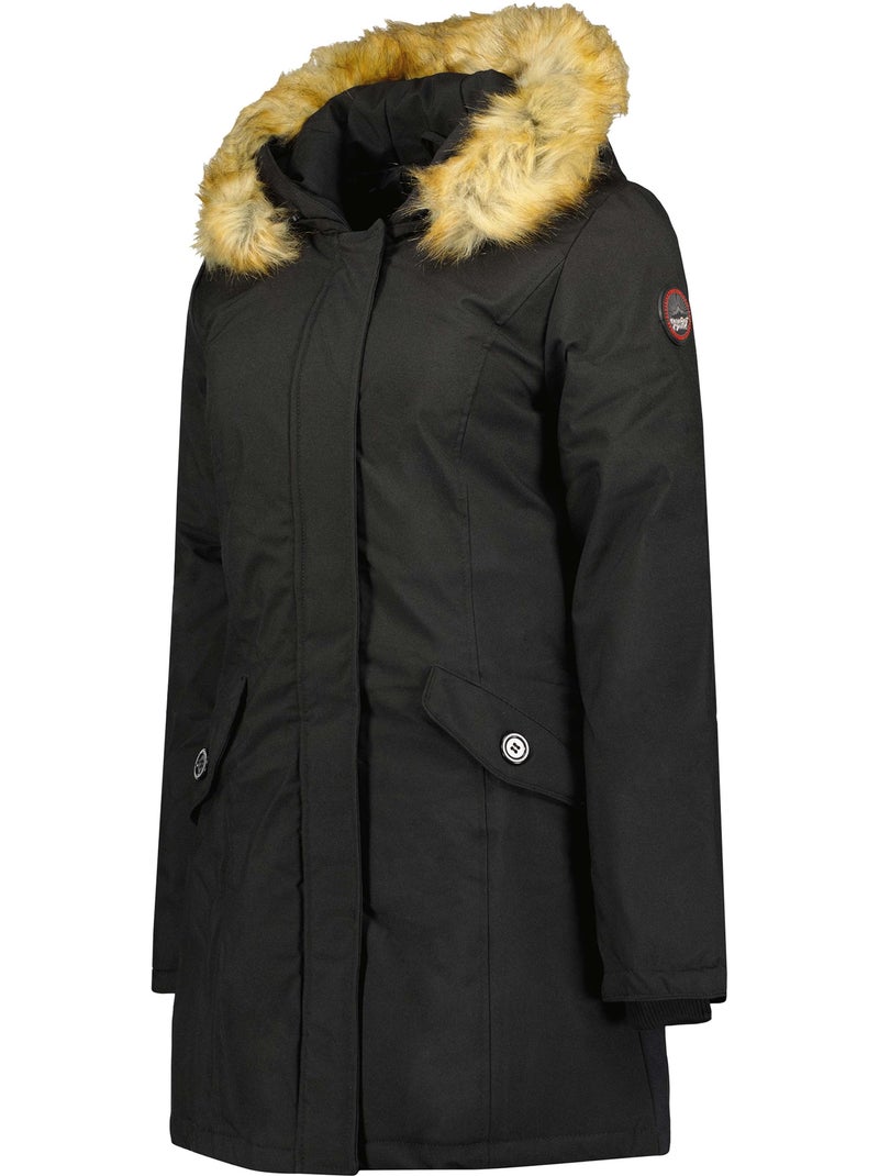 Parka ajustada com capuz e pelo sintético dinastipeak – canadian peak Preto - Kiabi