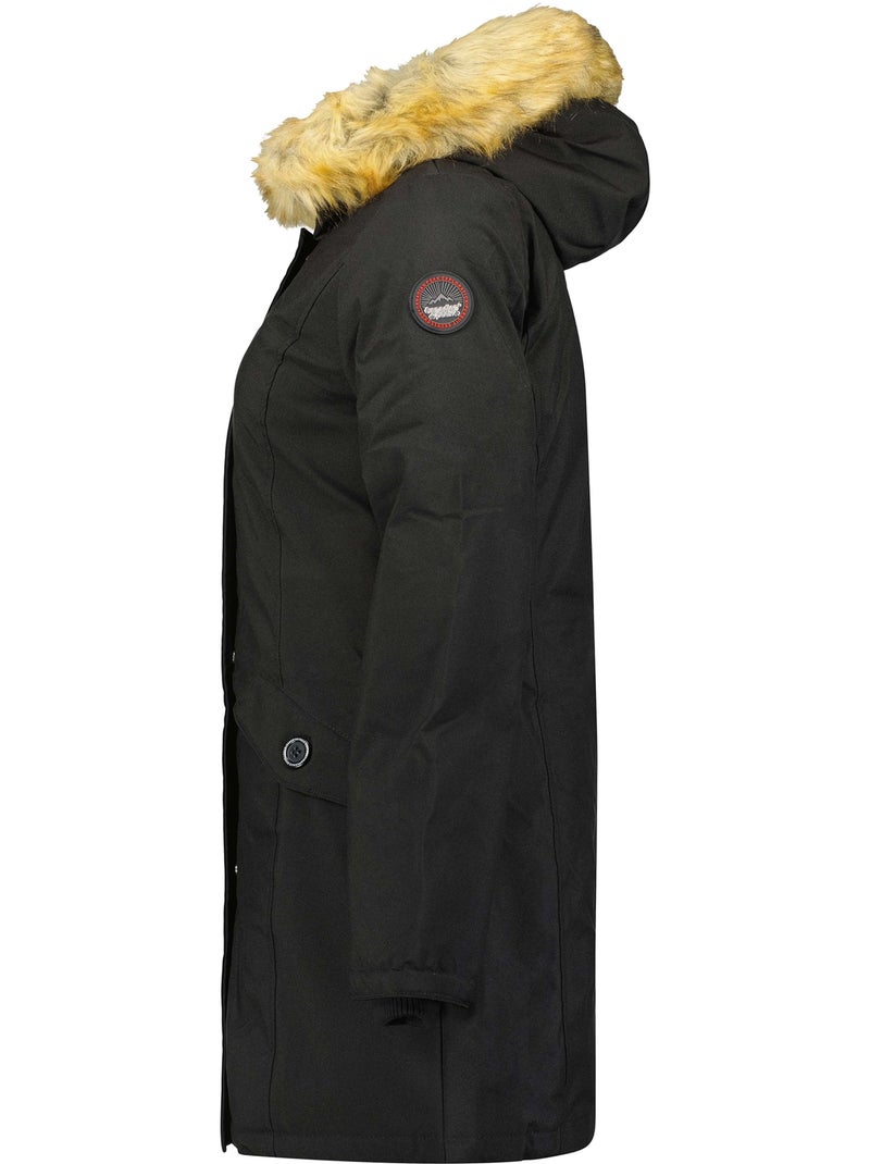 Parka ajustada com capuz e pelo sintético dinastipeak – canadian peak Preto - Kiabi