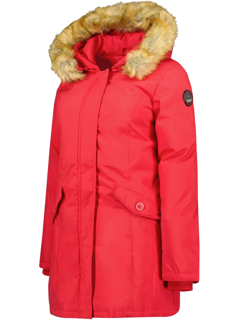 Parka ajustada com capuz e pelo sintético dinastipeak – canadian peak Vermelho - Kiabi
