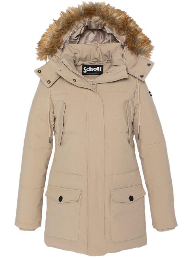 Parka Bege Feminina Schott JKTCAMILIAW Bege - Kiabi