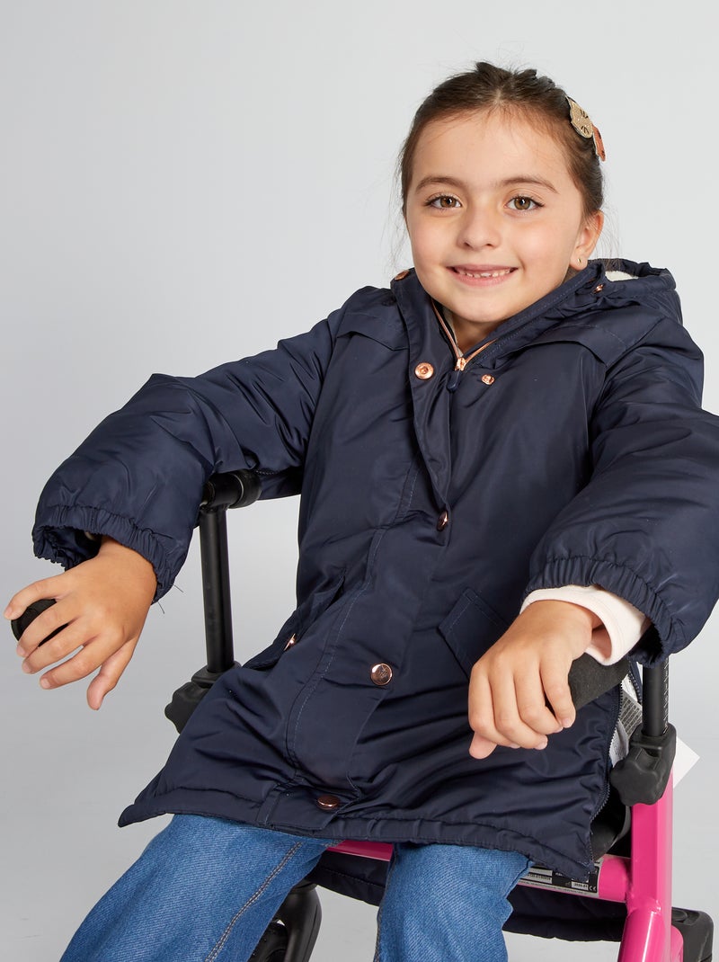 Parka com aberturas laterais com fecho de correr Azul Marinho - Kiabi