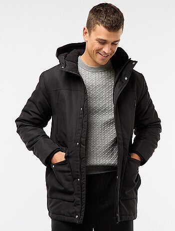 Parka com capuz a meio da coxa