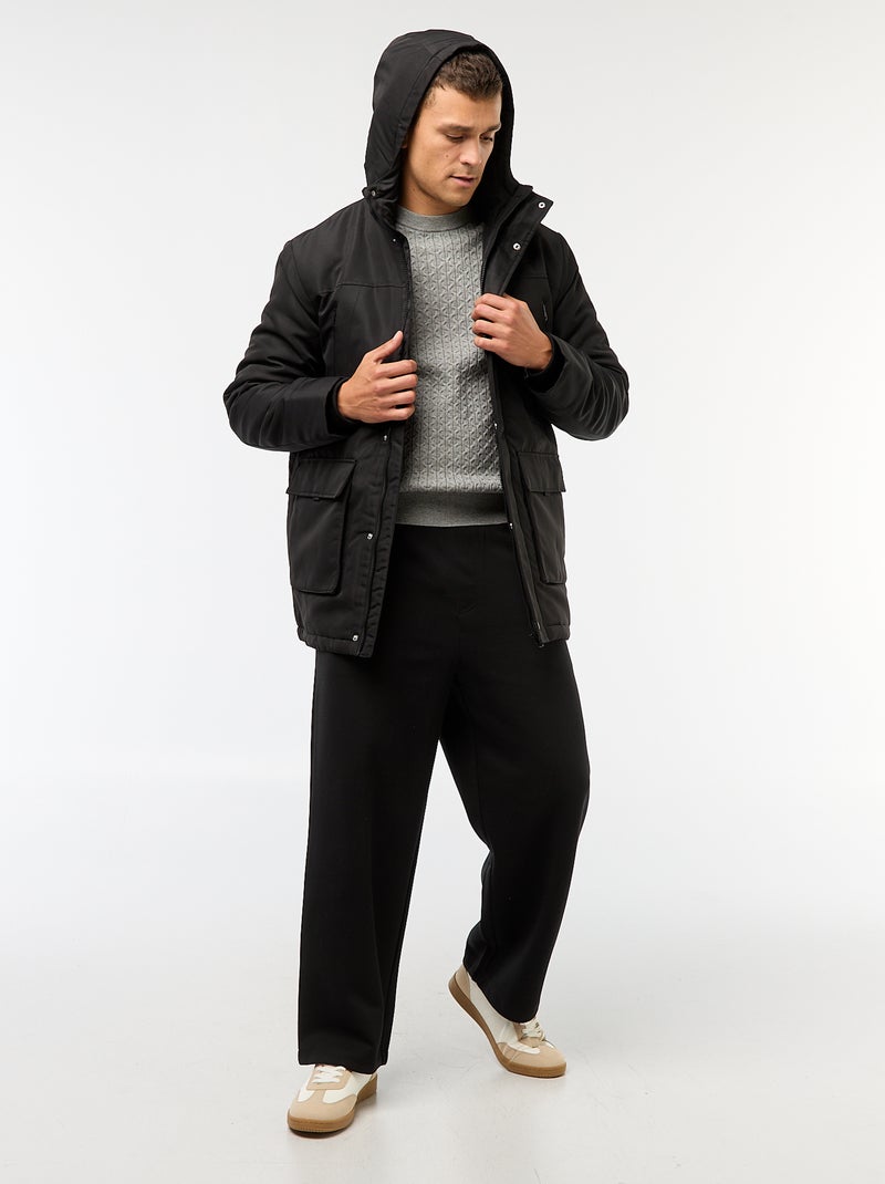 Parka com capuz a meio da coxa Preto - Kiabi