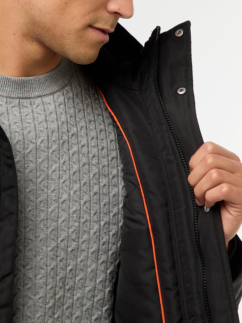 Parka com capuz a meio da coxa Preto - Kiabi