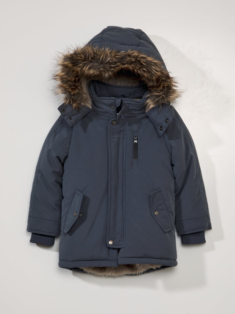 Parka com capuz Azul - Kiabi