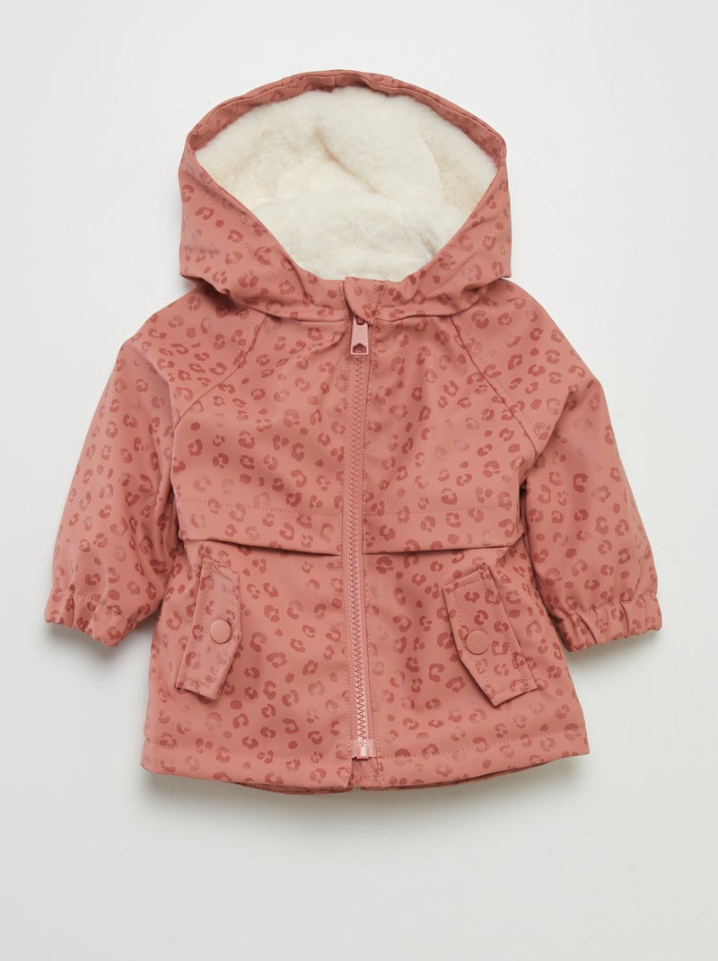 Parka com capuz com imitação de pelo ROSA - Kiabi