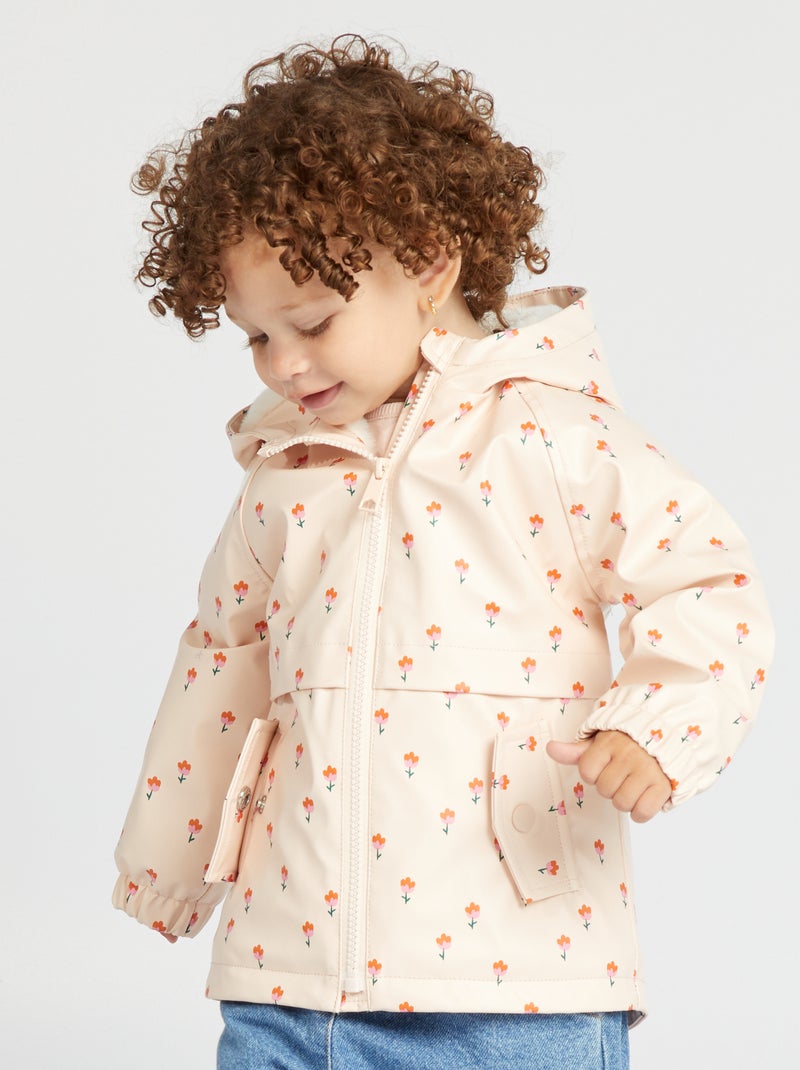 Parka com capuz com imitação de pelo ROSA - Kiabi