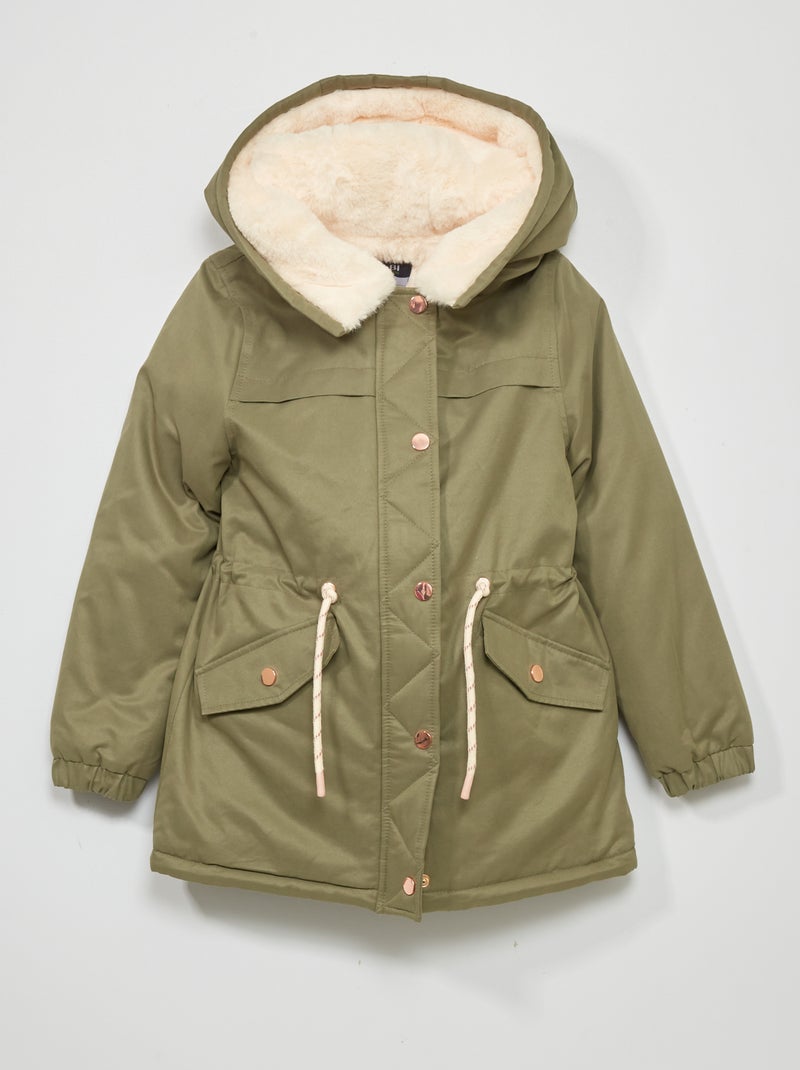 Parka com capuz com pelo CAQUI - Kiabi