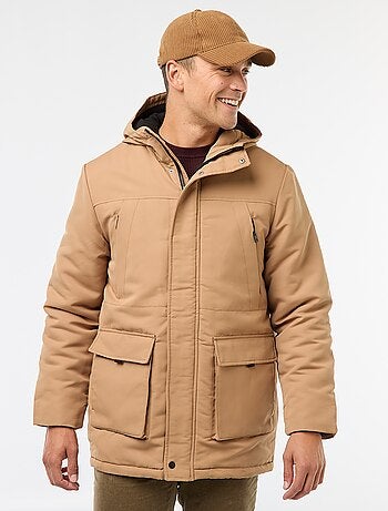 Parka com capuz a meio da coxa