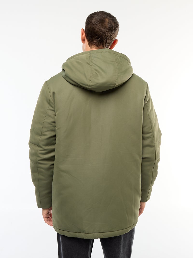 Parka com capuz de comprimento médio Verde - Kiabi
