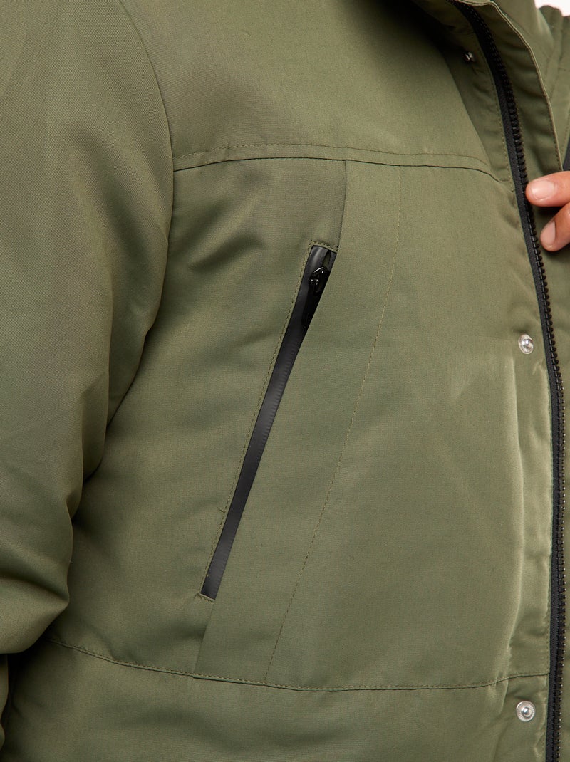 Parka com capuz de comprimento médio Verde - Kiabi