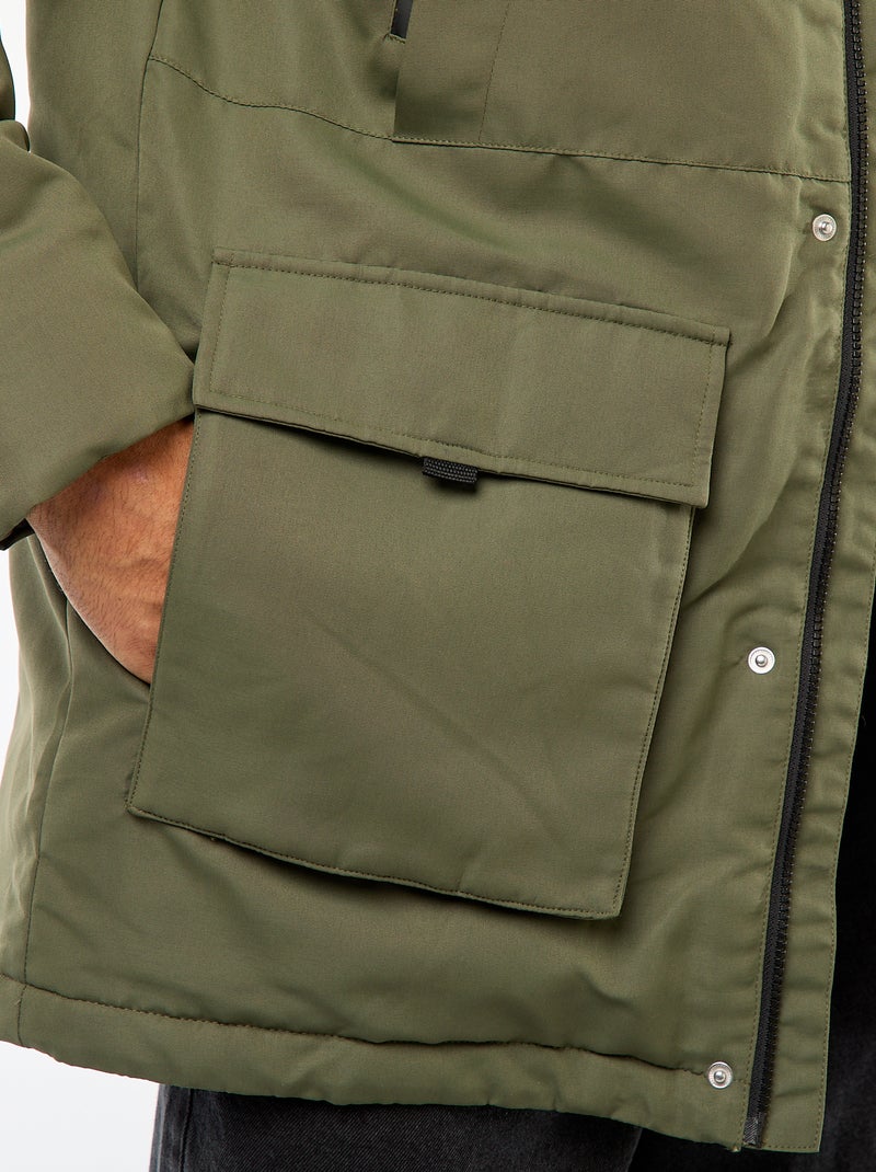 Parka com capuz de comprimento médio Verde - Kiabi