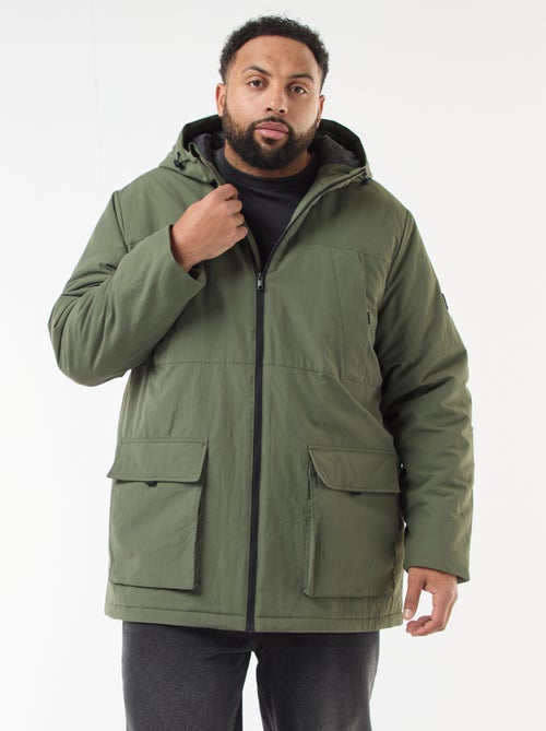 Parka com capuz e bolsos de patch com dupla entrada forrados a polar - Kiabi